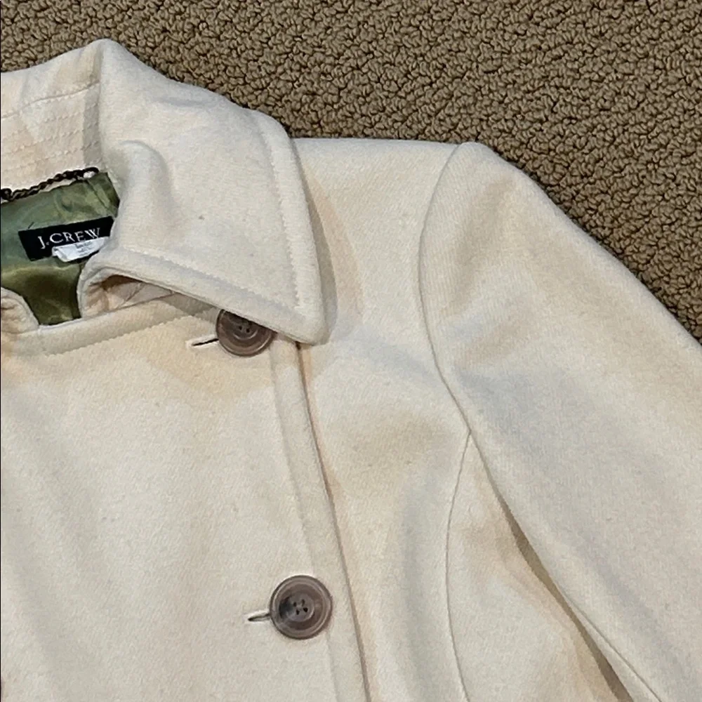 Vintage J. Crew Pea Coat size Small Cream Wool Blend Preppy Classic